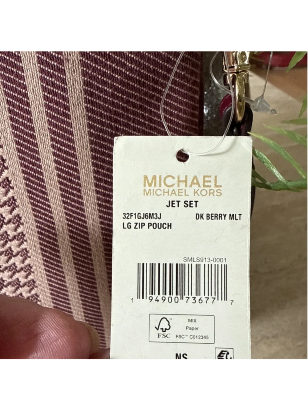 Michael Kors Jet Set Large Zip Clutch Wristlet Dark Berry Multi NWT